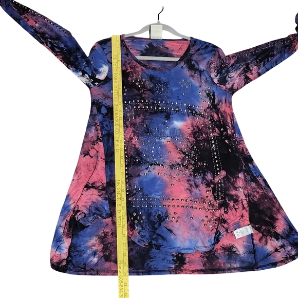 VOCAL Tunic Top Womens Small Purple Blue Pink Tie Dye Studded Boho USA Fairy Y2K - Picture 10 of 14